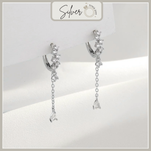 Khuyên tai bạc nữ Silvy Charm dải đá dài nữ tính